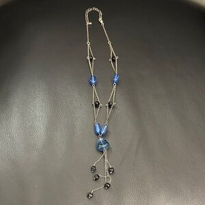 Elegant Blue and Black Beaded Necklace